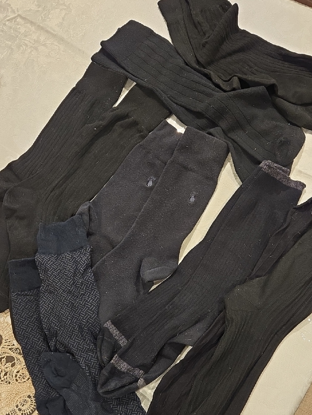(7) Pairs Of Men's Black Dress Socks - Classic Comfort